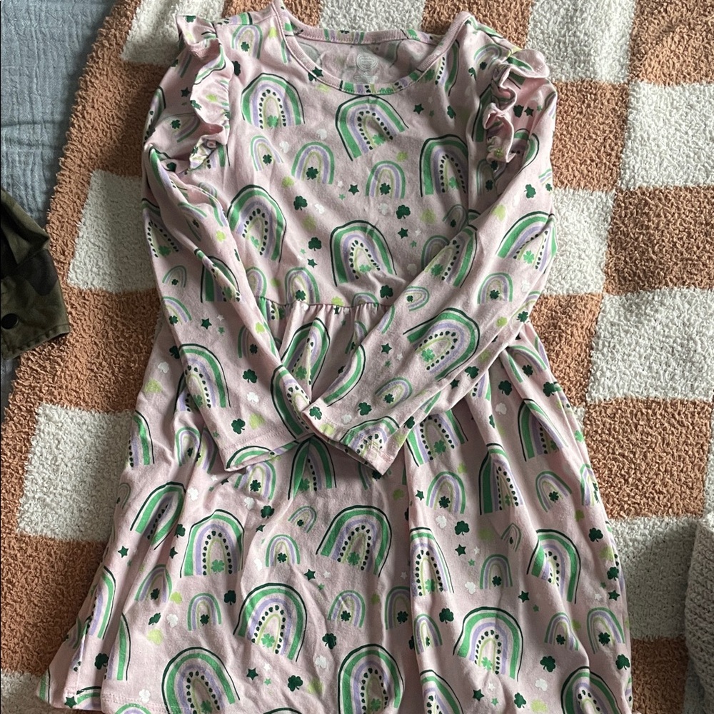 Wonder Nation Pink and Green Rainbow Dress